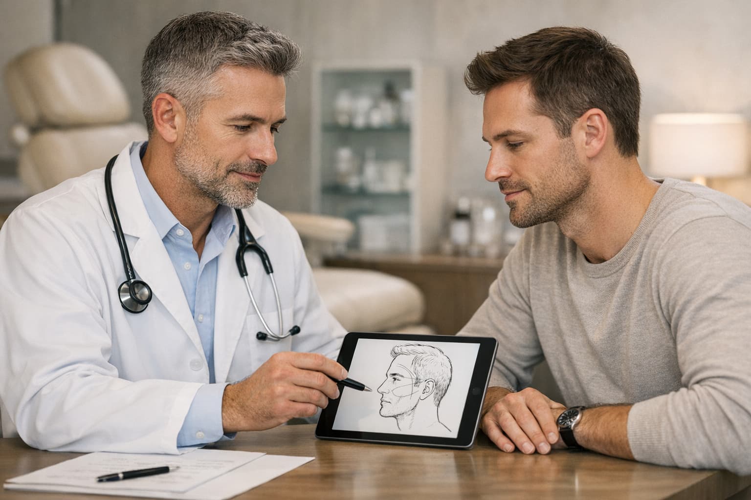 Male chest contour planning for gynecomastia consultation at NPMD