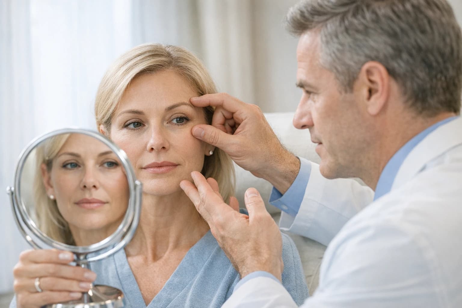 Illustrative eyelid surgery consultation scene