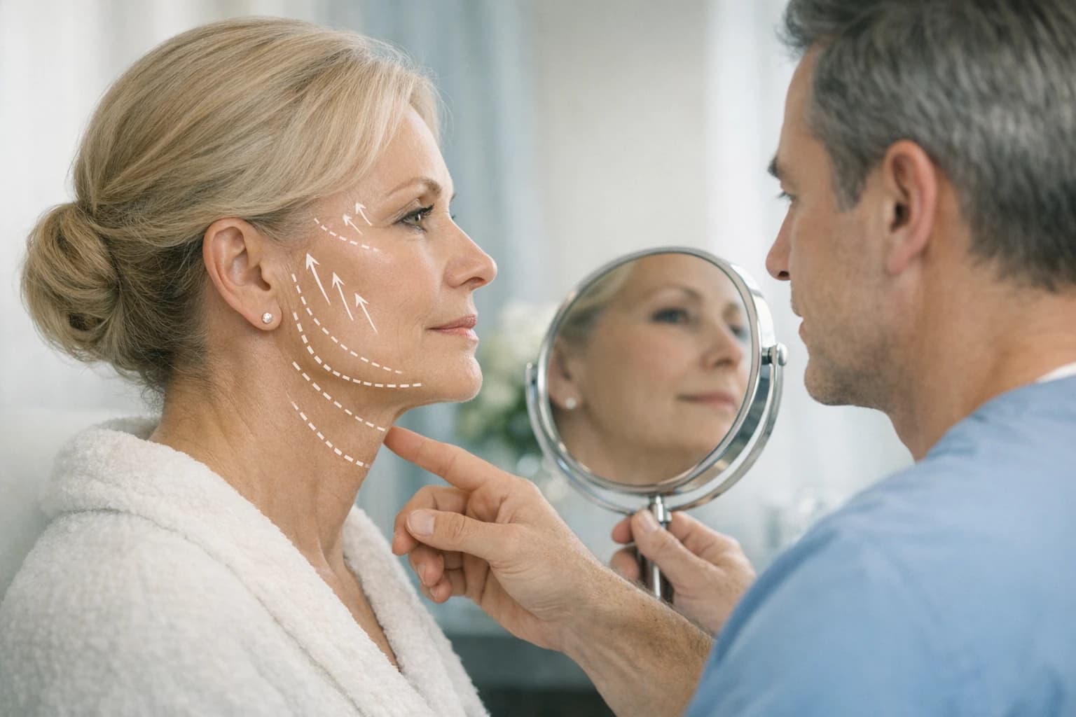 Illustrative facelift consultation scene