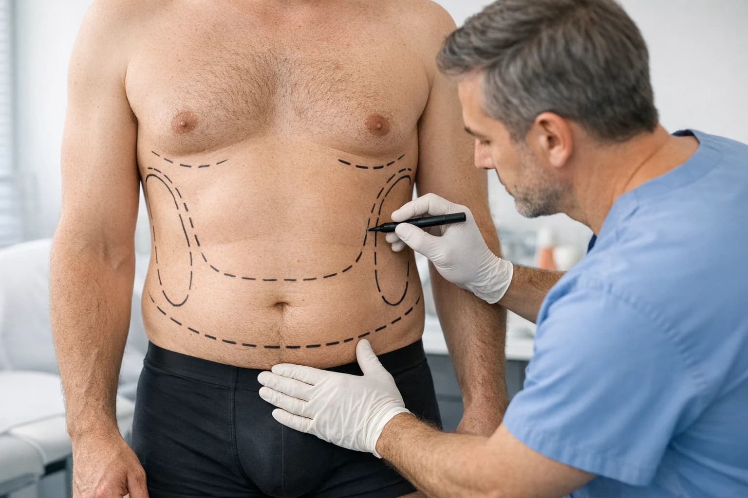Illustrative liposuction consultation scene