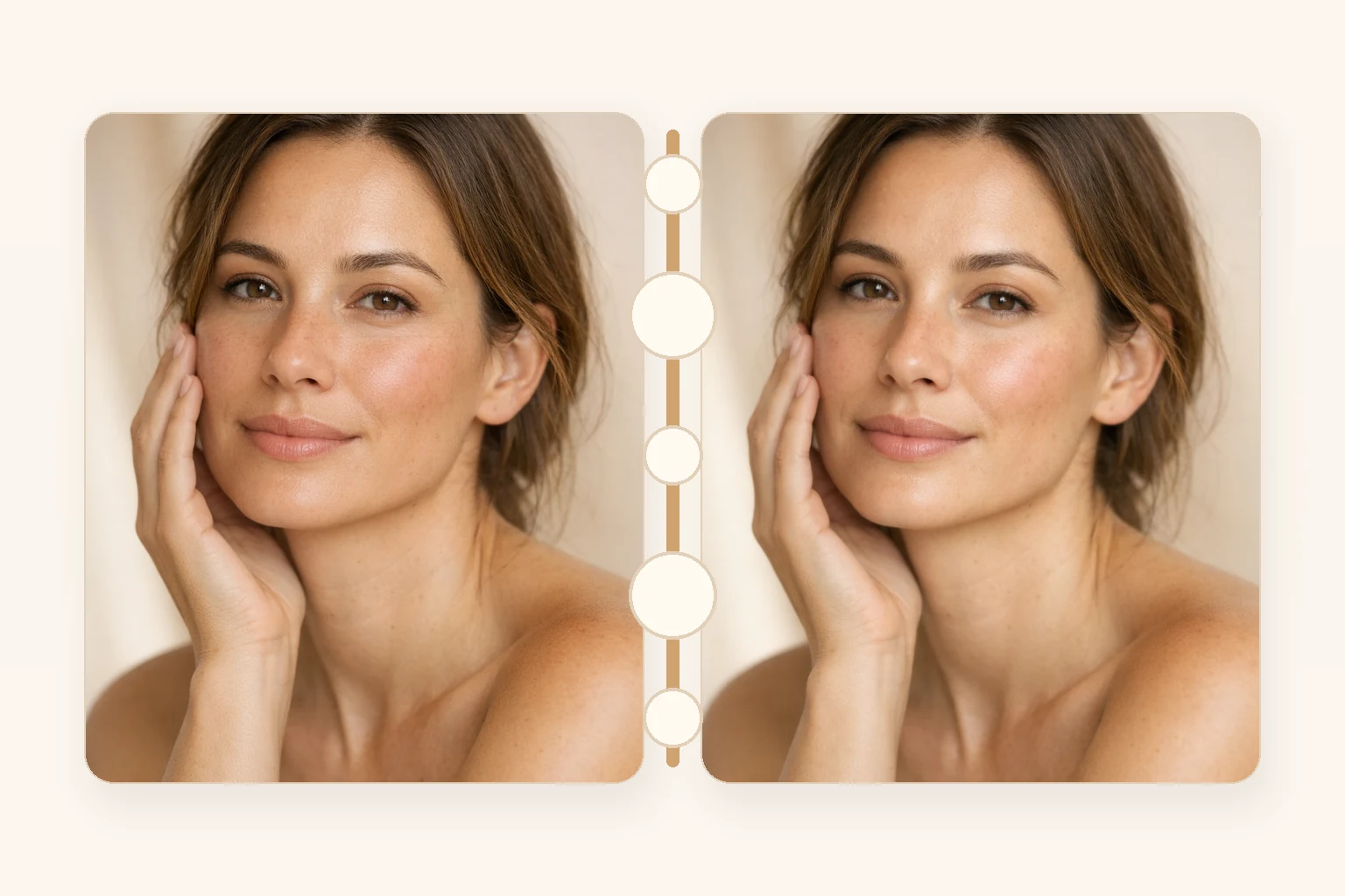 Illustrative before and after comparison for an Anti-Aging Facial showing smoother texture and brighter tone