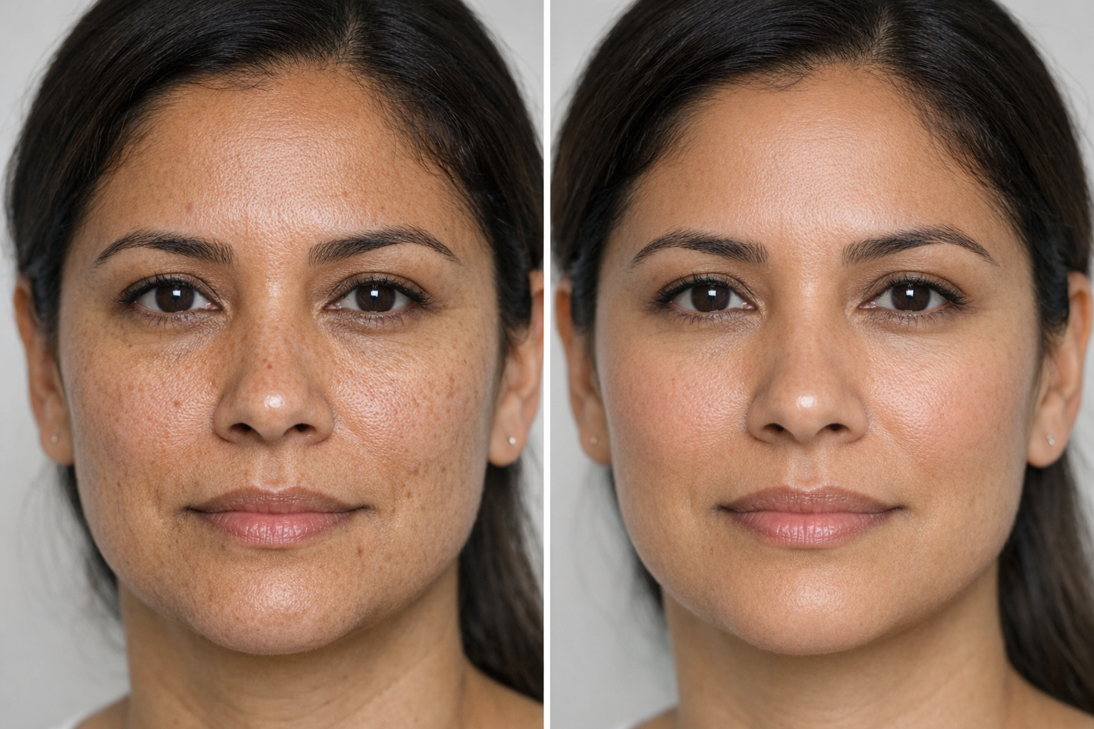 Illustrative before and after skin texture comparison for fractional CO2 laser resurfacing