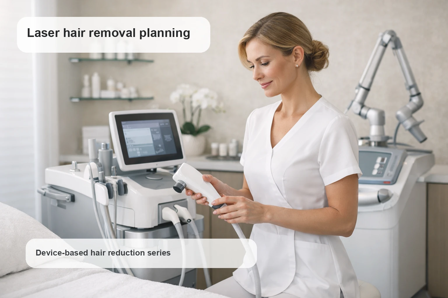 Illustrative laser hair removal treatment planning with device-based equipment