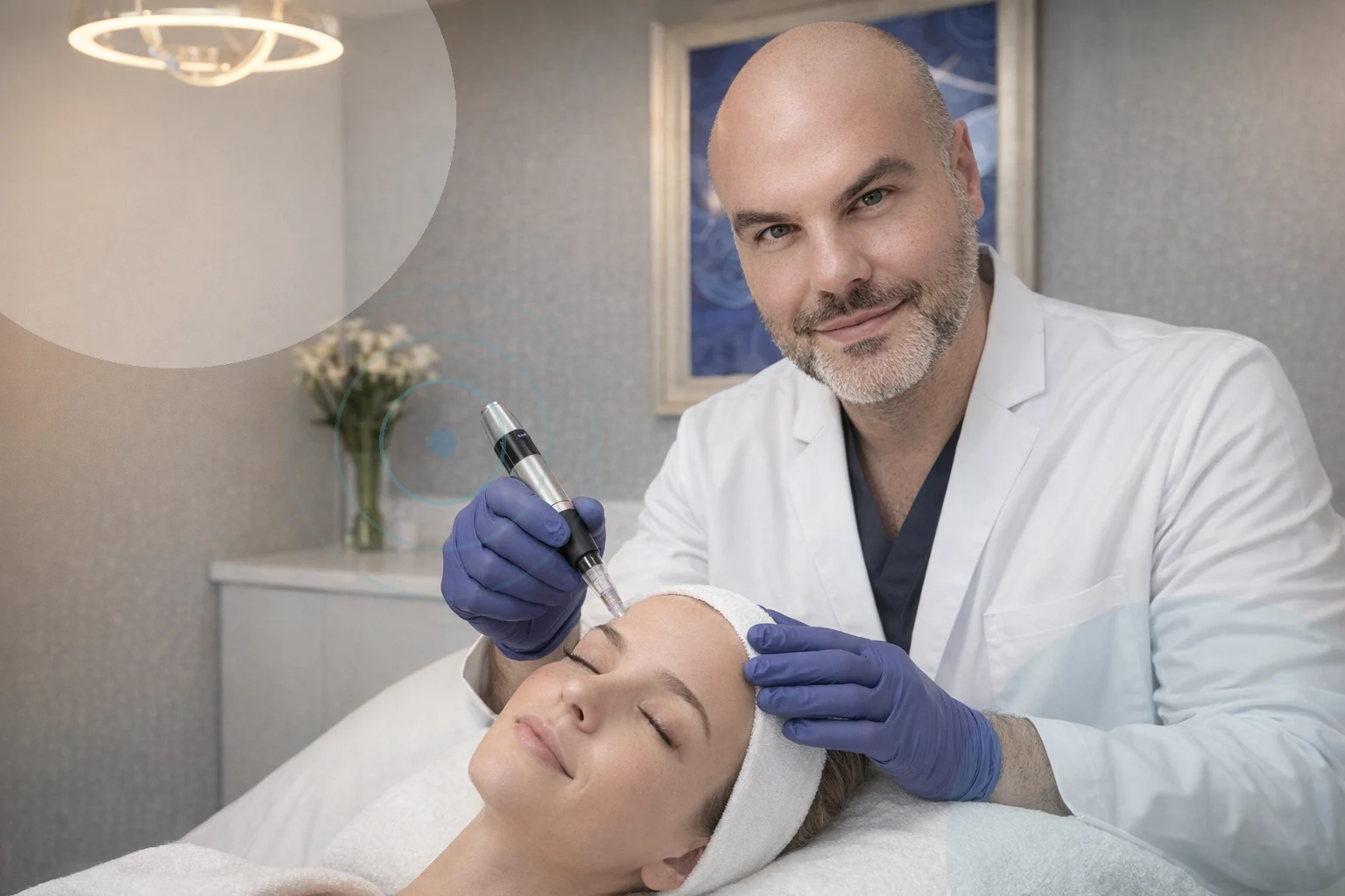 Illustrative RF microneedling treatment planning with a device handpiece